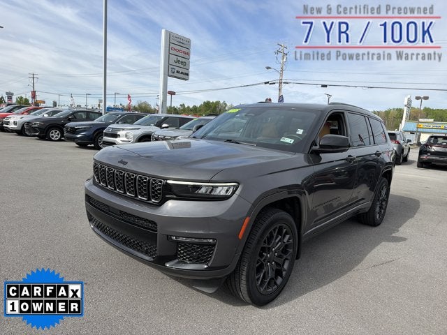 2025 Jeep Grand Cherokee L Summit in Baltic Gray Metallic Clearcoat — front three-quarter view