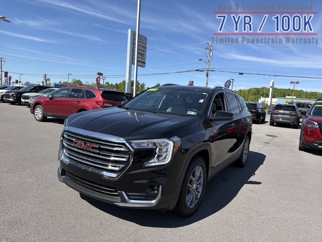 2023 GMC Terrain SLT in Ebony Twilight Metallic — front three-quarter view